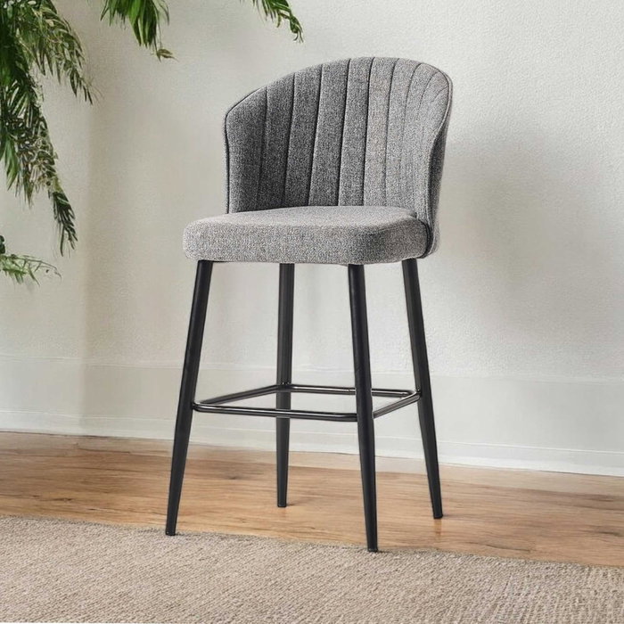 Hanah Home Rubi Taburetes de Bar Gris y Negro (4 Piezas) Comedor Elegante y Moderno